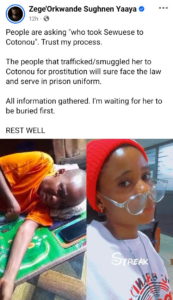 Nigerian Lady Trafficked to Benin Republic for Prostitution Dies After Returning Home Sick IMG 2863