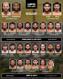 UFC Paris: Hooker vs. Parnasse Headlines Massive Fight Night images 2026 09 04T050414.902