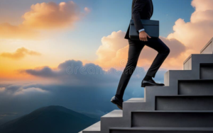 TODAY IN HISTORY - 13th Oct, 2026 - ORBITS NEWS man suit climbs stairs against background clouds sunlight business motivation success man suit climbs 331119095