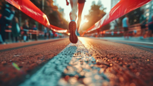 TODAY IN HISTORY - 17th Oct, 2026 - ORBITS NEWS runner crossing finish line with red tape blurred spectators 693386 9518